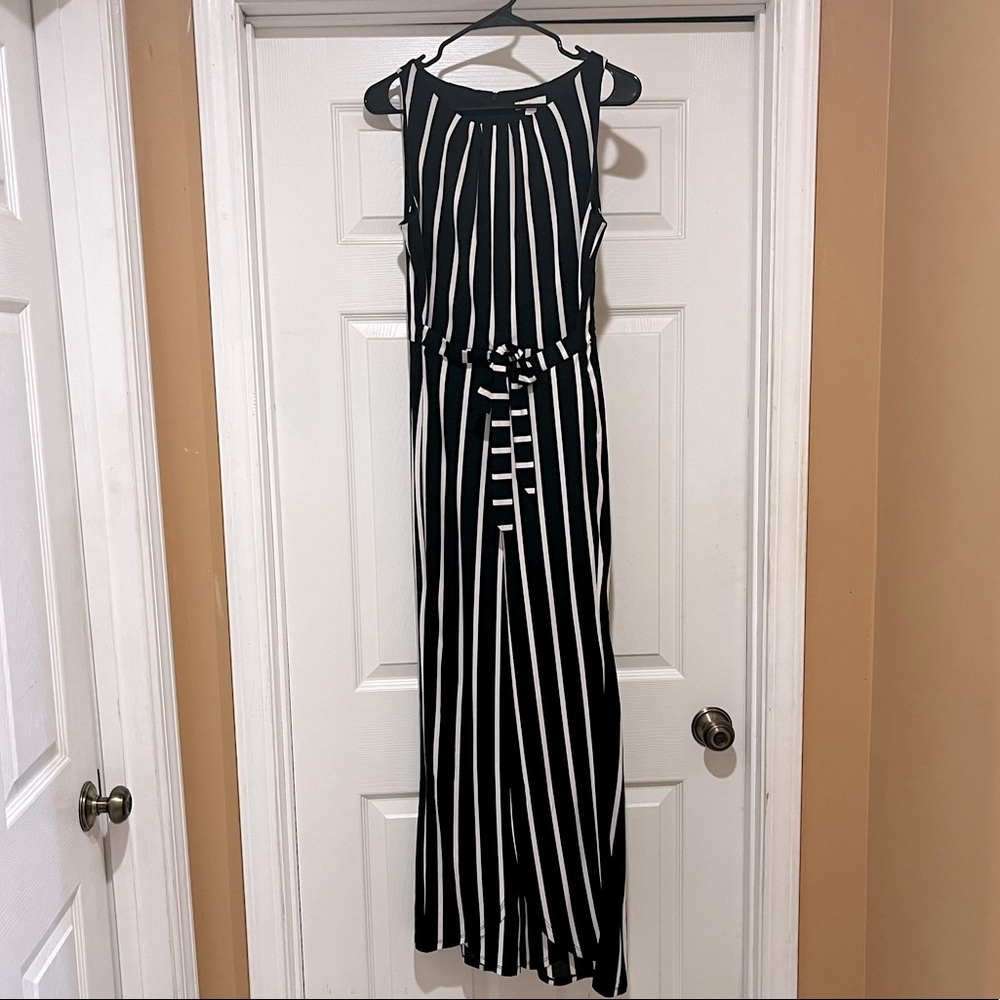 Est. 1946 Black and White Striped Jumpsuit with Leg Slits Size Small